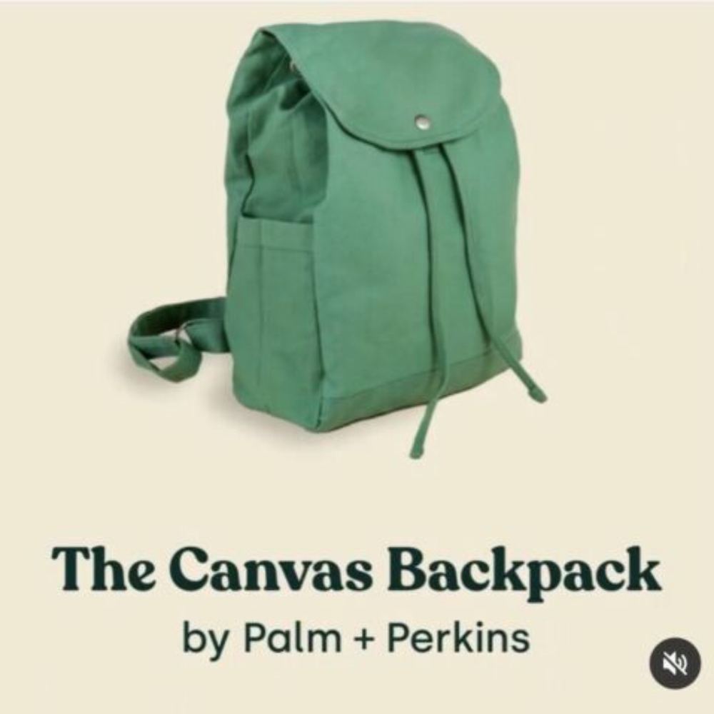 Final Price - Palm + Perkins Sage Canvas Backpack NIP